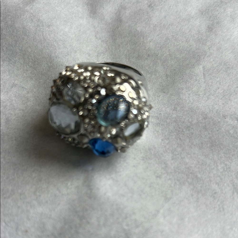 Alexis Bittar Silver and Blue Cocktail Ring
